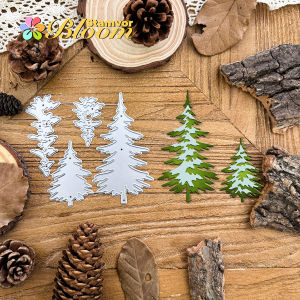 Original Retro Winter Layers Pine Trees Metal Cutting Dies Scrapbooking Decorative Embossing