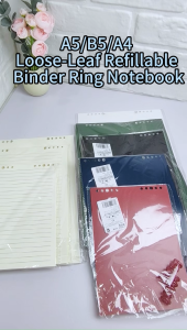 Refillable Binder Notebook A4/B5/A5 Loose Leaf 60 Sheets Refill Blank Line Pink Cover Ring Binder Notebook School Study Stationery