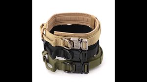 EBBSTORE Training Nylon Military Dog Collar Breathable with Strong Control Handle and Leash for Dogs