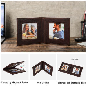 CONTACTS Genuine Leather Vintage Picture Frame Holder Retro Decoration Home Supplies