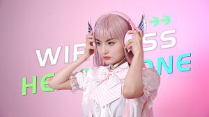 MKEPS Angel Wings Headphone Wireless Bluetooth Headset Change Color RGB Earphone Detachable Microphone Headphones