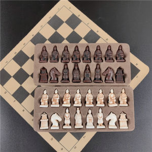 Terra-cotta retro deliberately made old trumpet chess pieces chess board 28 cm/11 inch handmade chess game Entertainment