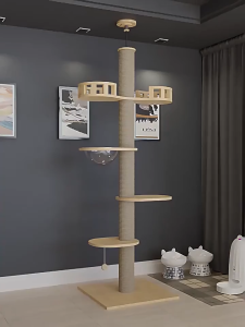 【GUGU-W】คอนโดแมวติดเพดาน สลับชั้นได้ เสาปีนป่าย DIY เสาลับเล็บแมว ยึดเพดาน ไม่ต้องเจาะ