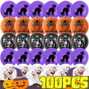 10-100Pcs bóng bay cao su Halloween Sáng Tạo Bí Ngô bộ xương ma In bong bóng bơm hơi Trẻ Em Đồ Chơi bữa tiệc Halloween Decors Nguồn Cung Cấp