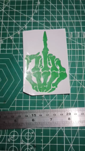 DIRTY FINGER. VINYL STICKER DECALS CUT OUT.  MOCK UP DESIGNS AND ACTUAL PHOTOS.