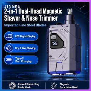 Taoxilife Mini 2‑in‑1 Electric Shaver & Nose Hair Trimmer IPX7 Wet Dry Waterproof LED Digital Display Type‑C Rechargeable Mecha‑Style Portable Travel Grooming Kit for Men