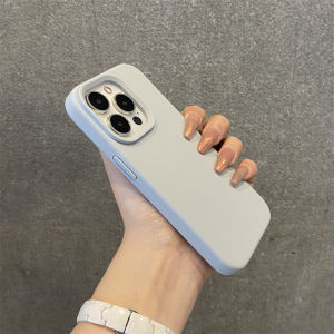 Liquid Silicone Soft Pure Color Protective Phone Case for  15 pro Max 14 pro 13 New Model Full Lens Coverage High End Korean Style