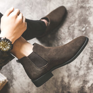 Suede Chelsea Boots Mens Genuine Leather Retro Slip-on Ankle Boots Winter New Arrival Frosted Casual Boots Mens Fashion