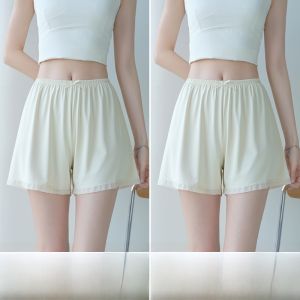 MiiOW | Lightweight Breathable Ice Silk Safety Shorts Womens Loose Fit Anti-Light Sleepwear Short Pants Elastic Waistband Summer