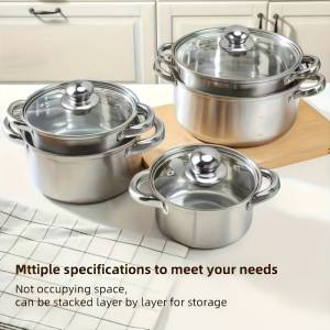 【Malaysia Spot Sale】Stainless Steel Soup Pot Set Double- Ear Soup Pot Set Ten- Piece Cookware Set Pot Christmas Best Gift 5 Saucepans & 5 Covers for Christmas and Chinese New Year Valentine s Day Dining Picnic Hiking