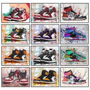 Fashion Trendy Graffiti Sneakers Wall Poster Classic Basketball Shoes Home Decoration Canvas Painting Mural Prints Pictures