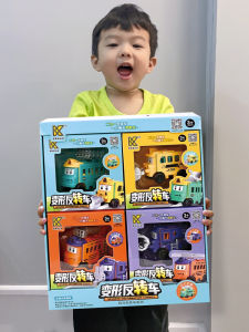 Inertia Driven Toy Cars for Boys Engineering Vehicle School Bus Transforming Toys Educational Playthings Baby Cartoon Car Gifts