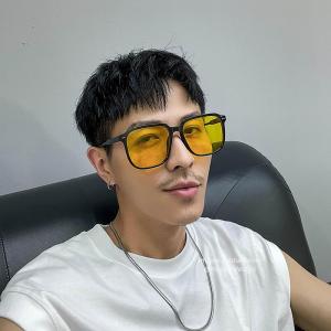 Kính Mát Đèn Vàng Thời Trang Mặt Lớn Giảm Béo Có Thể Đặt Gọng Theo Công Thức