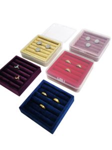 Portable Jewelry Ring Display Tray with Dust Cover Earring Storage Organizer Box Fashionable Accessory Storage Solution