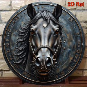 CIFbuy | Vintage Black Horse Head Metal Wall Sign – 2D Flat Iron Art Durable Metallic Finish Plaque for Living Room Bar Cafe Ideal Gi