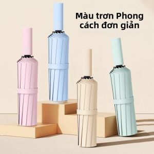 Ô Dù Tự Động Lớn 106cm Chống Gió 24 Nan Màu Trơn Che Nắng Che Mưa Gấp Gọn Cho Nam Kiểu Dáng Mạnh Mẽ Đơn Giản Vải Pongee 190T