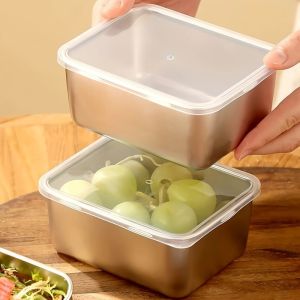 Stainless Steel Food Containers Set Leakproof Stackable Reusable for Camping Picnics School Lunch Bento Box Storage Kitchen