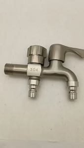 Vòi Nước Đôi 2 Đầu Ra Inox 304 Vòi Hồ 2 Đầu Xả Nước