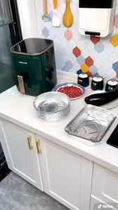 Set 10 Khay Giấy Bạc Lót Nồi Chiên Không Dầu Đĩa Nhôm đĩa giấy bạc Đường Kính 18-22cm