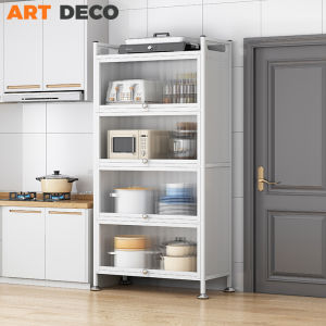 Kitchen Cabinet multi-layer microwave oven storage rack Storage Cabinet with flip top door kitchen rack dish cabinet Dapur Kabinet Rak Dapur