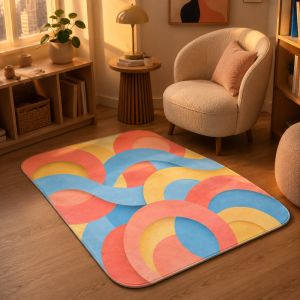 VIKAMA Color Block Curve Abstract Carpet Bedroom Entrance Non slip Floor Mat Living Room Non slip Soft Mat Home Decoration
