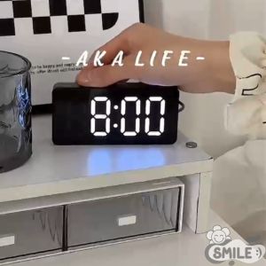 Smile😊พร้อมส่ง💯 นาฬิกาปลุก 3in1 มินิมอล สไตล์เกาหลี นาฬิกาบอกอุณหภูมิ นาฬิกาติจิตอล นาฬิกามีไฟ ของขวัญ นาฬิกาตั้งโต๊ะ