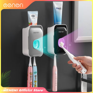 MENGNI Automatic Toothpaste Dispenser Toothbrush Holder Wall Mounted Rack Toothpaste Squeezer Bathroom Accessories Set