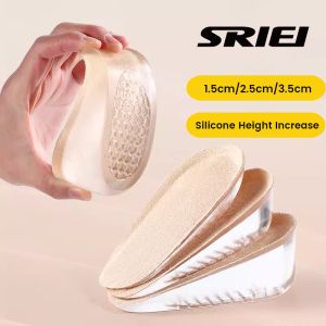 SRIEI 1Pair Silicone Gel Transparent Shoe Insole Height Increase Half Heel Pads Insert Lift