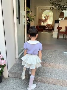 LNR Shop Girls Skirt Summer Ruffle + Atasan Import Rok Pendek Rempel untuk Anak Perempuan 2 Layer Rok Tennis Mini Dress Plisket Plated Polos Tutu