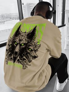 Hot selling fashionable mens summer Gothic letter wolf pack print soft and breathable round neck T-shirt outdoor street style t