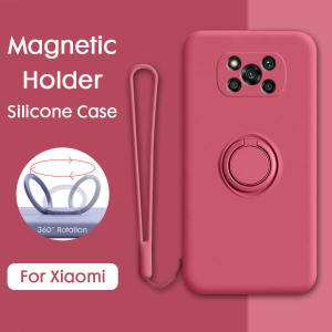 Phone Case For Redmi Note 12s Liquid Silicone Full Cover Camera With Ring Holder Stand