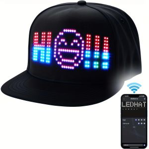 2025 ใหม่ LED Cap การควบคุม APP หลายภาษา DIY การแก้ไข Light Up Cool Hat (ข้อความ เพลง ภาพ การวาดภาพ) สําหรับผู้ชายผู้หญิง