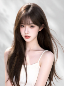 LOUIS FERRE | Full Cap Real Human Hair Invisible Straight Wig With Air Bangs Lace