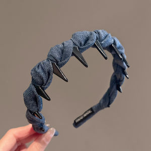Womens Denim Hairband High Cranial Top Daily Outdoor Wear Face Wash Headband Hair Ties Hair Bundling Fashion Accessories