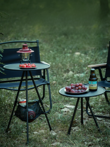 Portable Outdoor Camping Lightweight Folding round Table Tea Desk Bracket Picnic BBQ Beach Self-Driving Camping Leisure Furniture