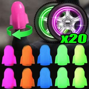 20ชิ้นฝาปิดวาล์ววงล้อรถยนต์จรวดรูปร่างก้านวาล์วเรืองแสงในที่มืดอุปกรณ์ตกแต่งรถจักรยานยนต์อัตโนมัติอเนกประสงค์