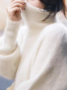 WANGGONGZHU | Trendy Womens Base Layer Shirt Loose Fit Water Rabbit Fur Knitted Sweater Autumn Winter Inner Wear Soft Lazy Style Fashionable