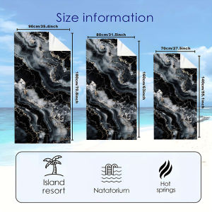 Black Grey Gold Agate Marble Quick Drying Microfiber Beach Towel Lightweight for Swimming Camping Yoga - Bath Towel