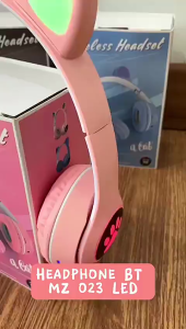 Headphone Bluetooth STN28 LED Telinga Kucing Cat Ear Headset Bando Stereo Bass Earphone Wireless Portable Cute - FR Gallery