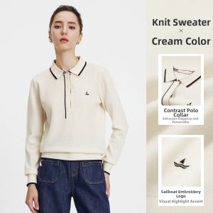 Navigare | Wool White Turn-Down Collar Sweater