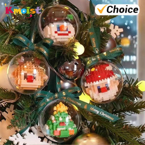 Christmas Balls Decor Micro Building Blocks Christmas Pendant Santa Claus Tree Elk Snowman Ornament Toys Xmas Gifts Home Deco