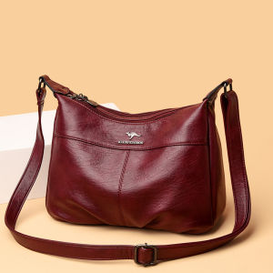 Soft Leather Large Capacity Ladies Crossbody Bag Fashionable British Style Single Shoulder Bag for Middle-Aged Women