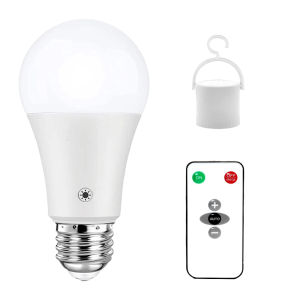15W Rechargeable Light Bulb with Remote Control Dimmable Battery Powered Light Bulbs A19 Emergency LED Light Bulbs