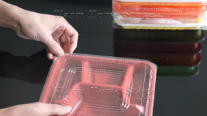 {50PCS} Upgraded Thickened Red Bento Box Lids With 1/2/3/4/5 Compartments For Takeaway Packaging Wholesale