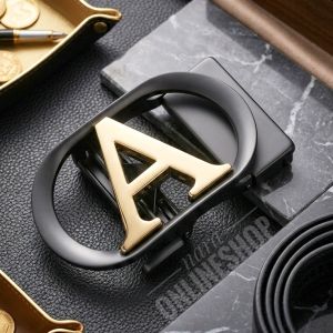 Sabuk Gesper Ikat Pinggang Pria Huruf A Black Gold