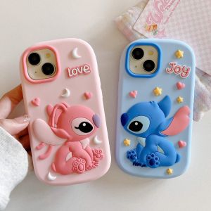 【Hot】Liquid Silicone Phone Case Innovative Couple Stitch Shape with Bracelet or Lanyard For iPhone 12 13 14 15 16 Series