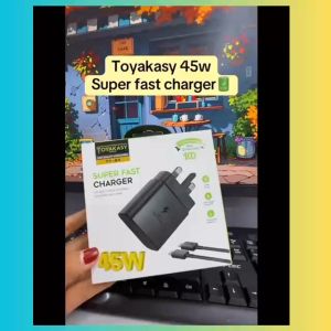 TOYAKASY 45W PD Travel Adapter Super Fast Charge with Type C to Type C Cable UK Plug
