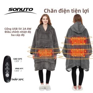 Áo Khoác Chăn Điện USB Cỡ Lớn Có Thể Mặc Được Dùng Cho Cắm Trại Ngủ Trong Nhà Và Ngoài Trời Sử Dụng Pin Dự Phòng