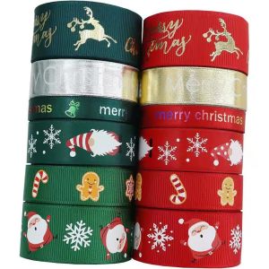 5 Meters Christmas Ribbon Polyester Cartoon Ribbons For Gift Wrapping DIY Crafts Sewing Yule Holiday Favors Christmas Decoration