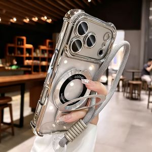 Ốp Lưng Từ Tính Magsafe Cao Cấp Cho iPhone Chất Liệu TPU Mềm Mạ Điện Kèm Dây Đeo Tay Tương Thích Với iPhone 11/12/13/14/15/16/17 Pro Max
